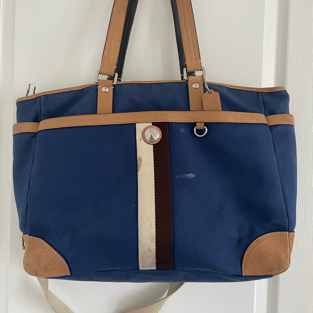 Vintage Tan and Royal blue Coach Purse